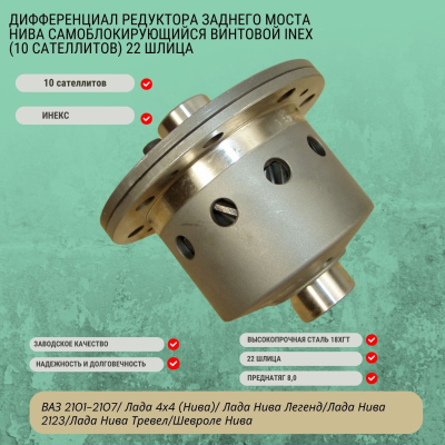 Дифференциал редуктора переднего/заднего моста самоблокирующийся винтовой INEX  (10 сателлитов)