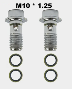 Болт банджо 2 шт. из нержавеющей стали M10х22х1,25 и 2шт. шайбы/прокладки для установки тормозного шланга 